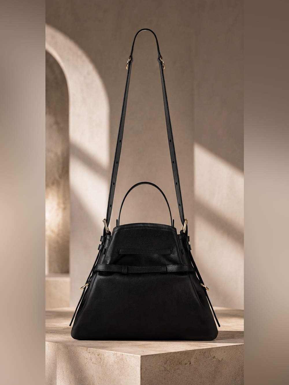 SOLD  Givenchy Small Voyou Bucket Bag Black Shiny Calfskin Leather Gold Hardware - Picture 14 of 17